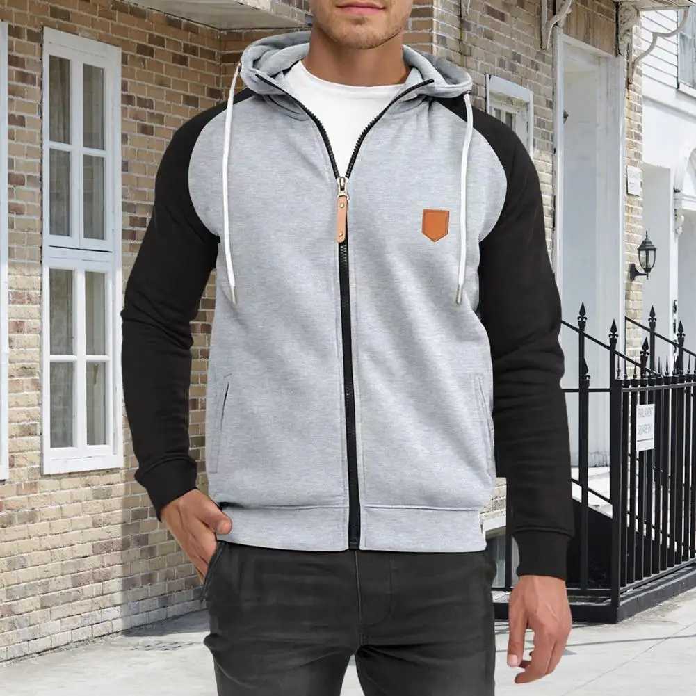 High Quality Mens street clothing hooded sweatshirt with mens color lock Drstring hooded sweatshirt with zipper closure pocket suitable for casual wea