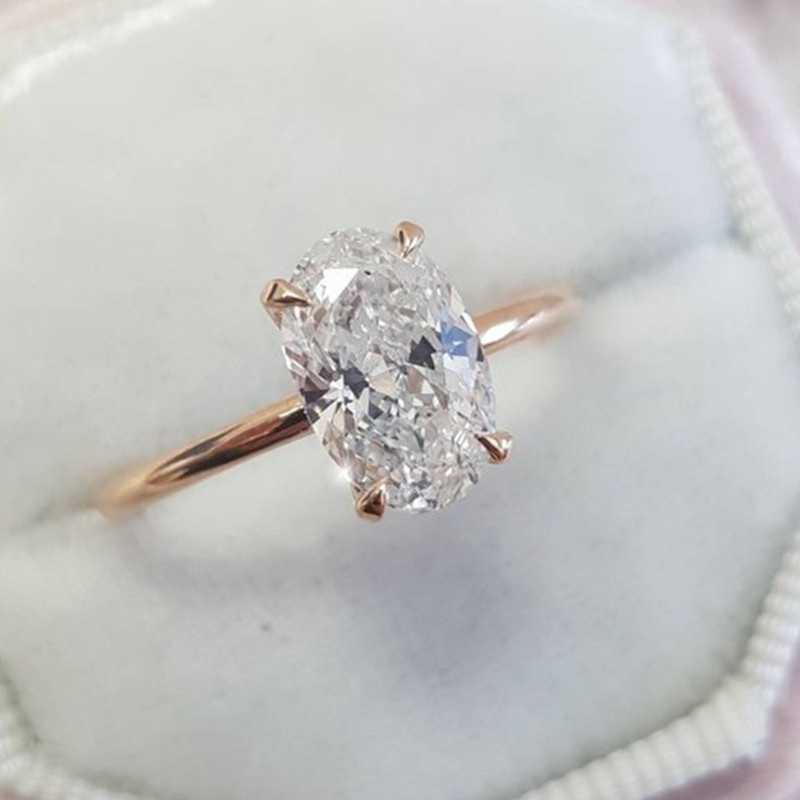 Top quality Luxury Oval Crystal Cubic Mosan Diamond CZ Ring Shiny Gold Color Engagement moissanite Rings for Women Wedding Cocktail Party Gift Fashion