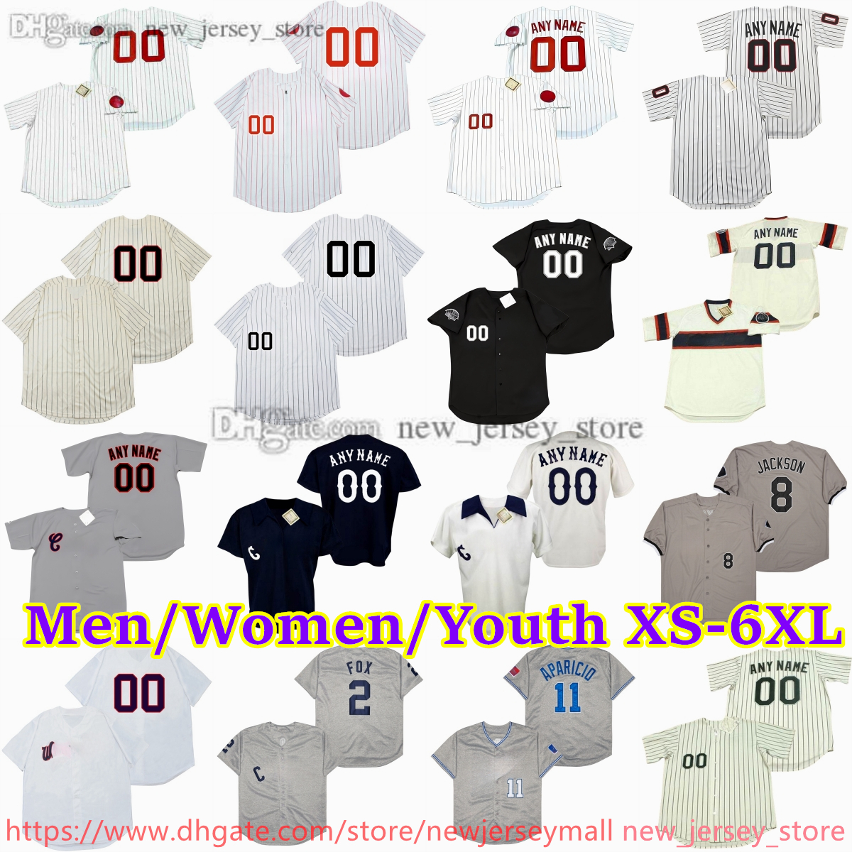 Custom XS-6XL Movie Throwback Baseball Jersey 15 RICHIE ALLEN 72 CARLTON FISK HAROLD BAINES FRANK THOMAS NELLIE FOX LUIS APARICIO ROBIN VENTURA MARK BUEHRLE Jerseys