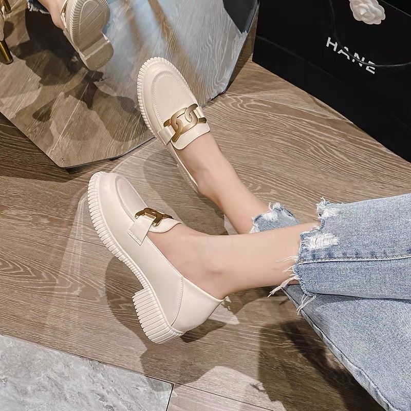 chain 2cceb metal brand designer leather flats square to rubber derby shoes chains brogues women flat loafers s