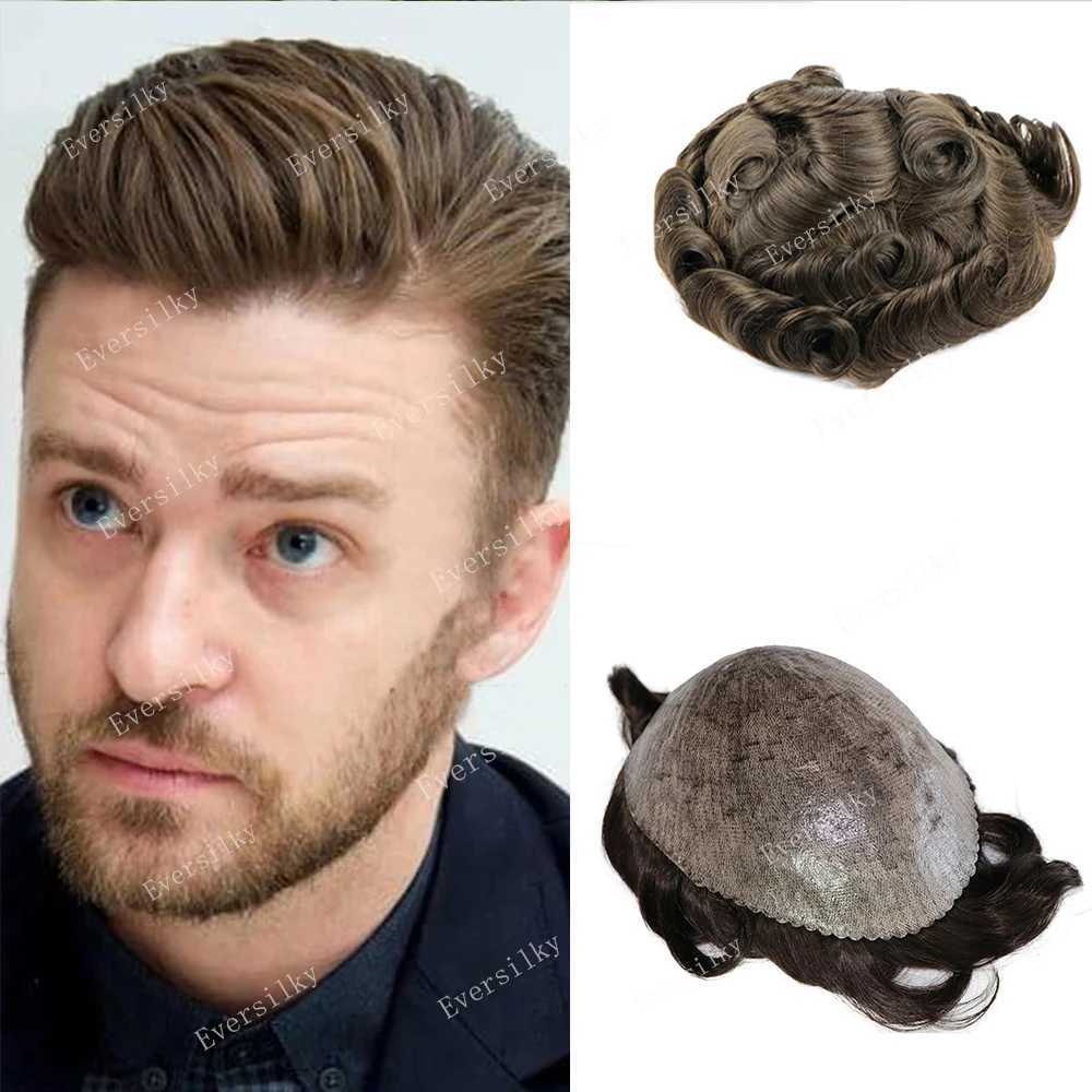 Super durable thin male wig 100% synthetic hair gray black 1B80 mens Toupee natural hair line full skin Pu system Capillary Thesis W241118