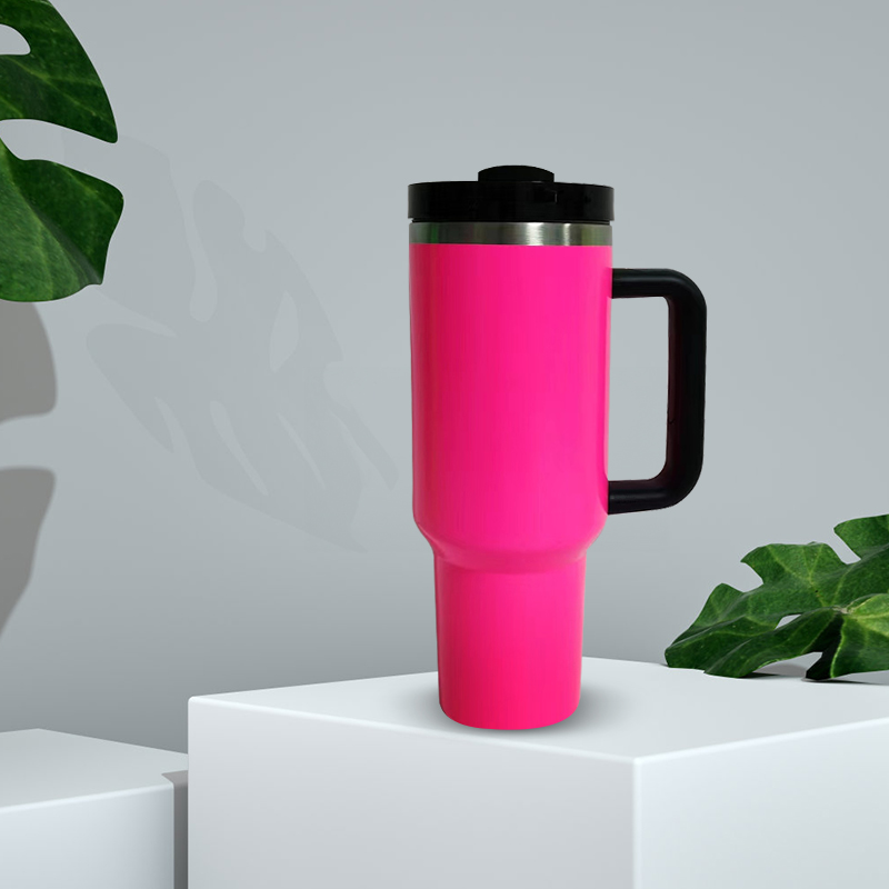 40oz Reusable Tumbler Fluorescent Paint Tumblers with Handle and Straw Stainless Steel Insulated Travel Mug Tumbler WLL2271