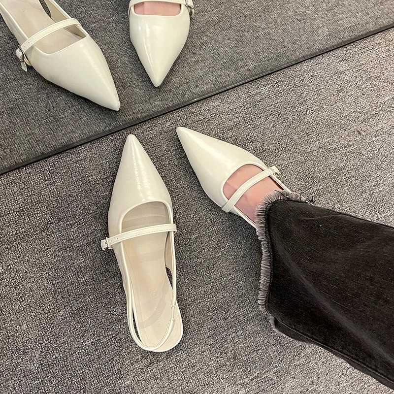 New Design Womens Luxury Womens Pointed Toe Loafers Ladies 2024 Spring Black Ballet Flat Shoes Womens Sandals Y250306