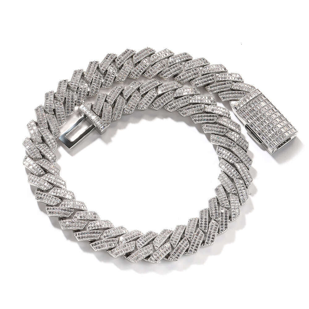 Pass Dia Tester Gra Certificates 20mm Width One Row Sterling Sier Vvs Moissanite Cuban Link Chain Necklace NO2