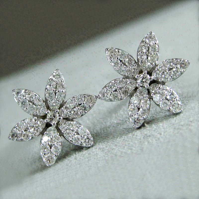 2024 Stud Earrings: Sterg Sier Pave White CZ Dia Snow wer dh910320090
