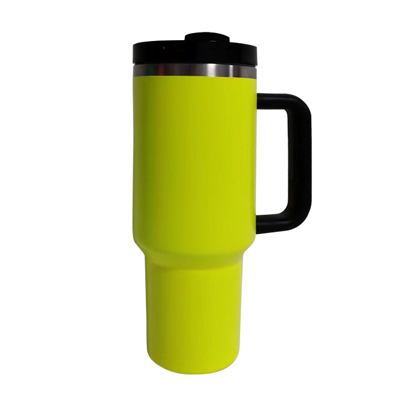 40oz Reusable Tumbler Fluorescent Paint Tumblers with Handle and Straw Stainless Steel Insulated Travel Mug Tumbler WLL2271