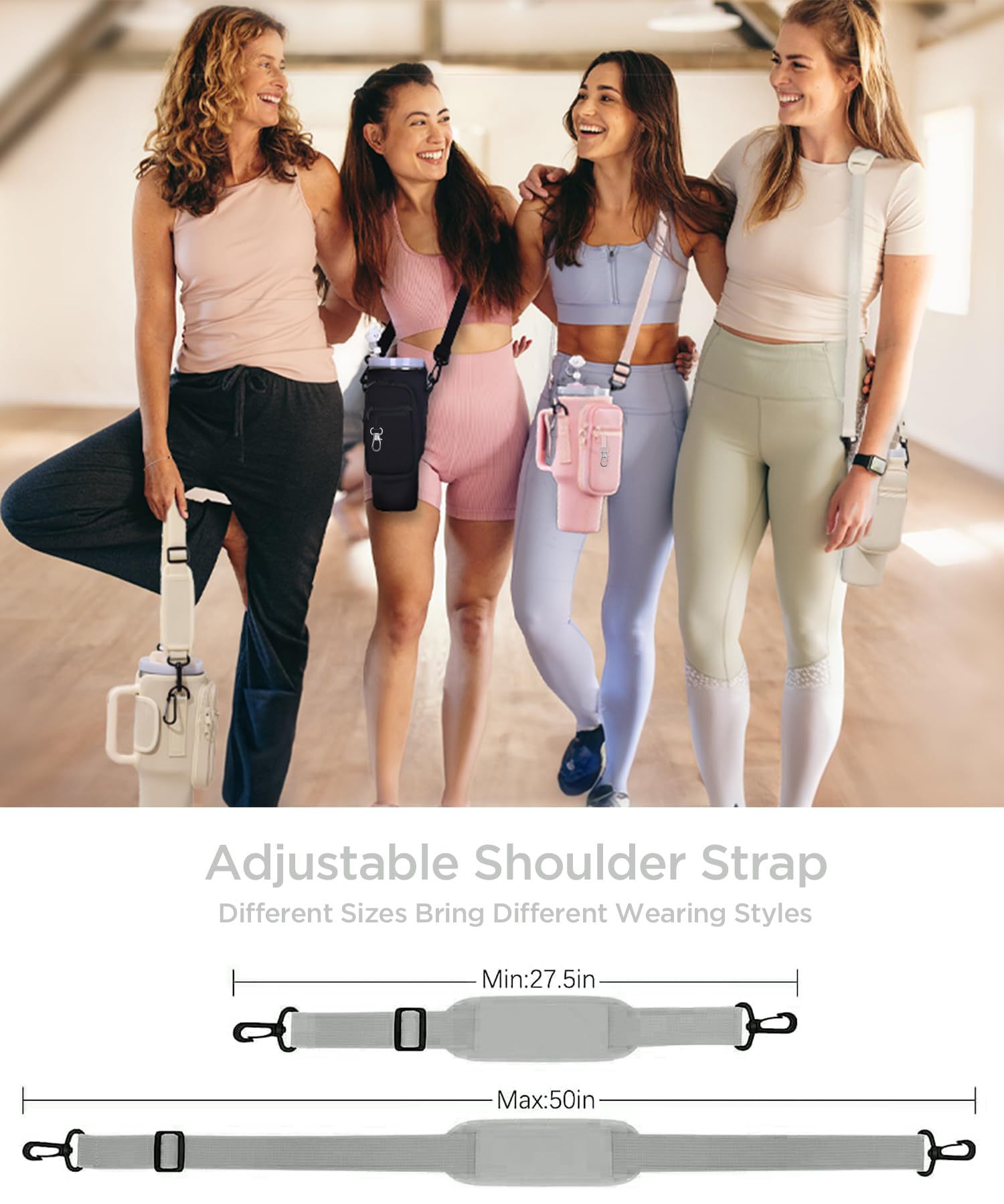 Stanley Cup Accessories 40 oz Water Bottle Carrier Bag with Phone Pocket for Stanley Tumbler Holder with Strap