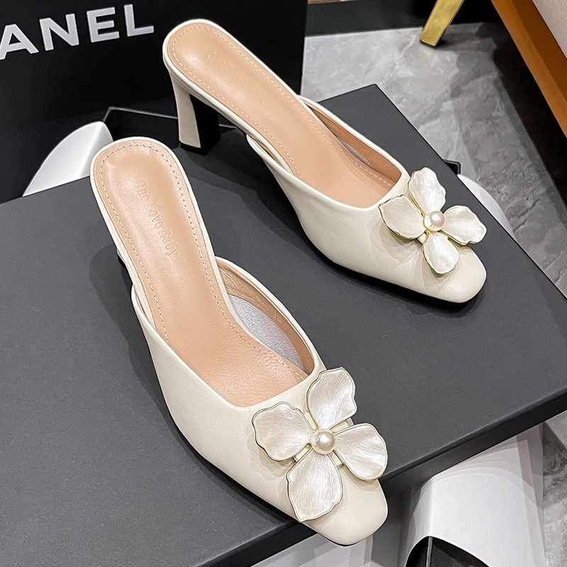061b4 Crystal buckle wer Designer pumps woman mules ral thin high heels shoes women small square toe sgback slip on tacones taces