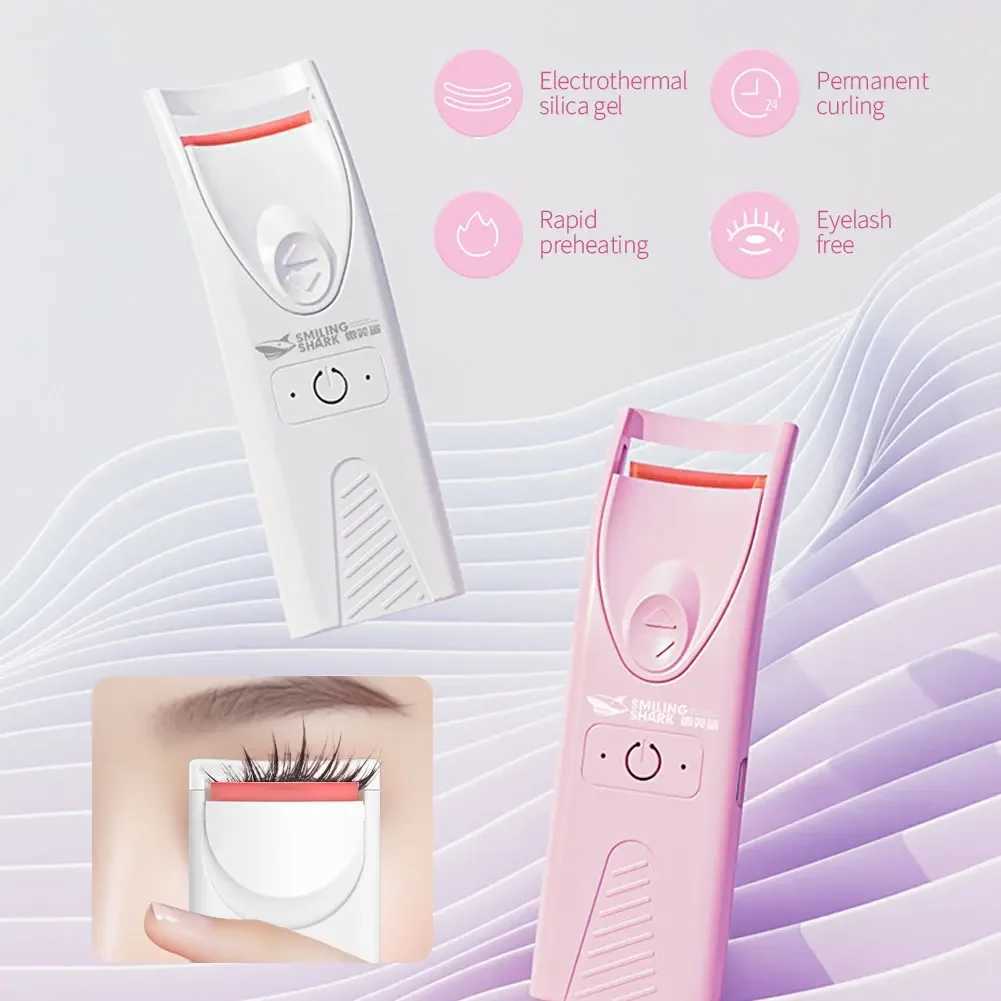 Smiling Shark Eyelash Curler Portable Small Electric Heating Eyelash Curler Long Life Electric Heating Comb Makeup Tool W241118