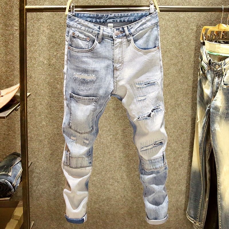 Spring And Autumn New Classic Fashion Trend Ripped Jeans Men's Casual Elastic Comfortable High-Quality Trousers 28-36