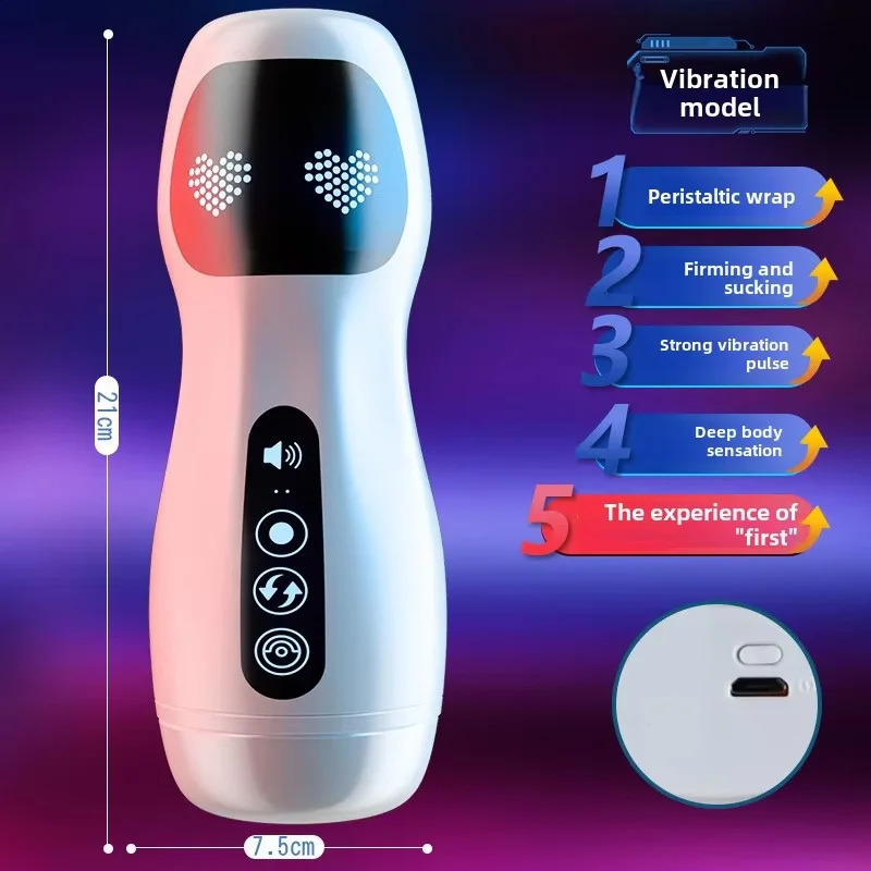 Automatic Male Masturbator Cup Silicone Vibrator Adult Endurance Exercise Vibration Blowjob Men Penis Trainer Sex Toys 241118