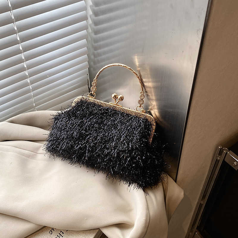 Shoulder bag trend chain shell bag 2024 plush new style casual commuting crossbody bag fashion simple bag