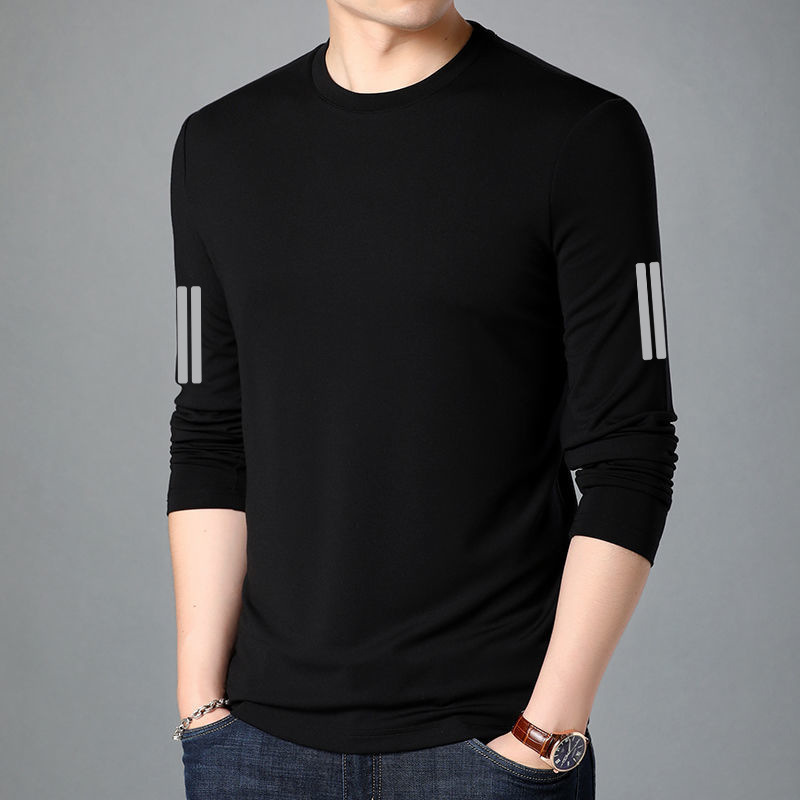 Men's long sleeved T-shirt, men's autumn inner wear, men's loose elastic base shirt, men's printed T-shirt