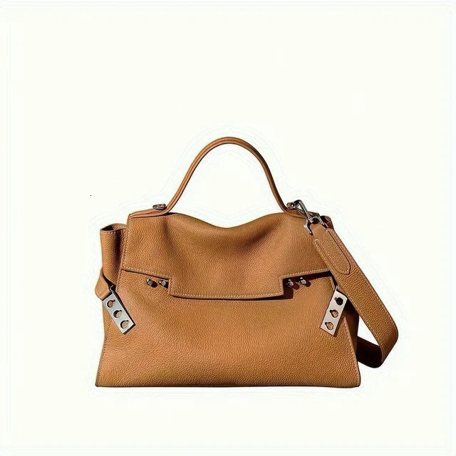 Ladies Cowhide Leather Handbag Large Capacity Casual Shopping Shoulder Crossbody Bag Retro Genuine Leather BagVoyage