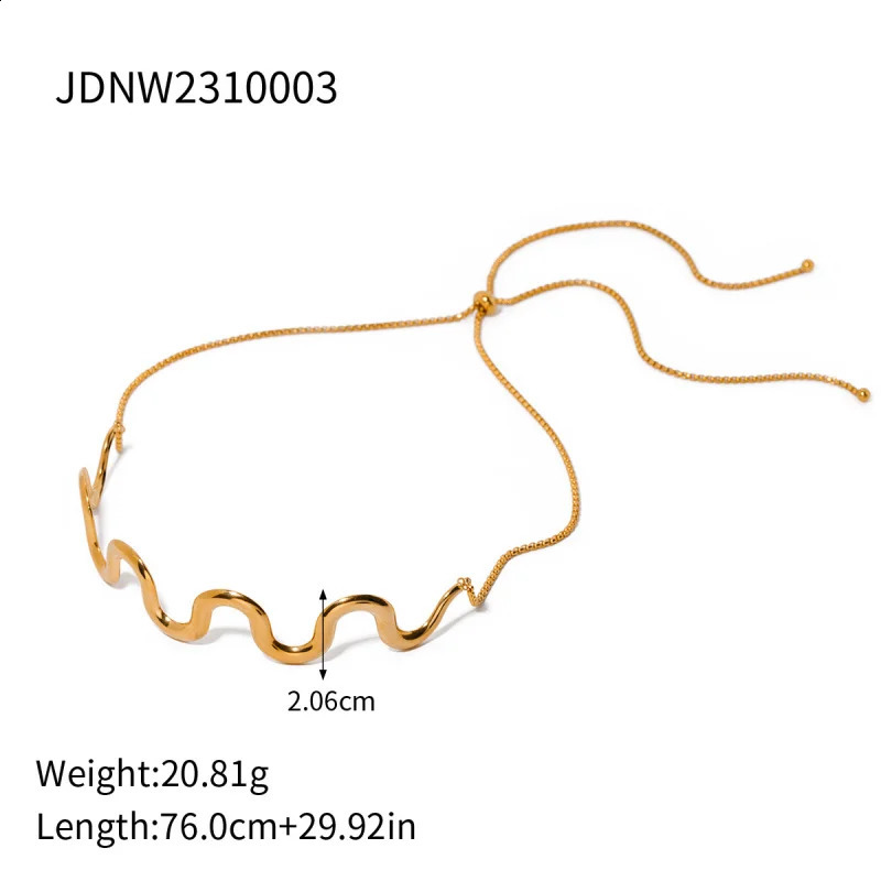 Elegant and personalized high-end 18K gold-plated stainless steel wavy pull-out necklace decoration wholesale 241118