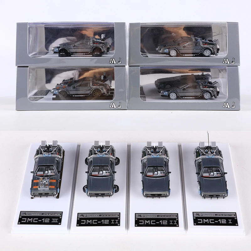 MJ 1 64 DeLorean DMC I II III Back To The Future Time Machine MrFusion Diecast Toy Vehicle Car Model 241118