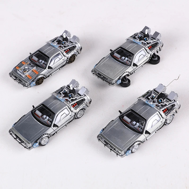 MJ 1 64 DeLorean DMC I II III Back To The Future Time Machine MrFusion Diecast Toy Vehicle Car Model 241118
