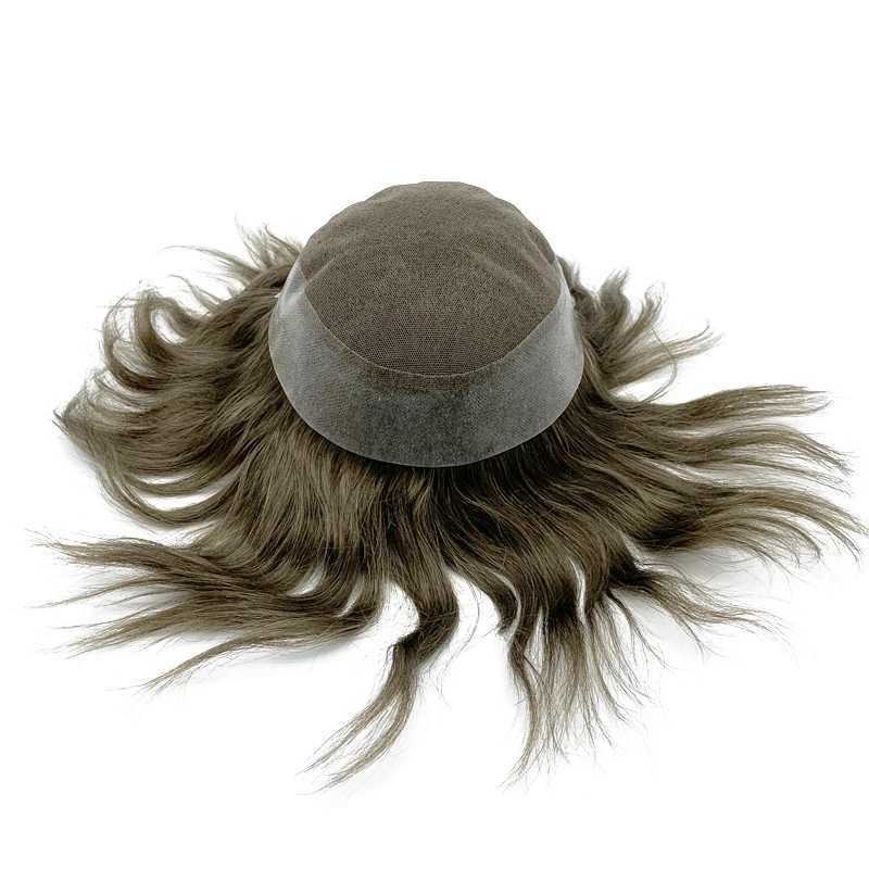 Australian mens Toupee Swiss lace PU silicone hair care mens hair replacement system W241118