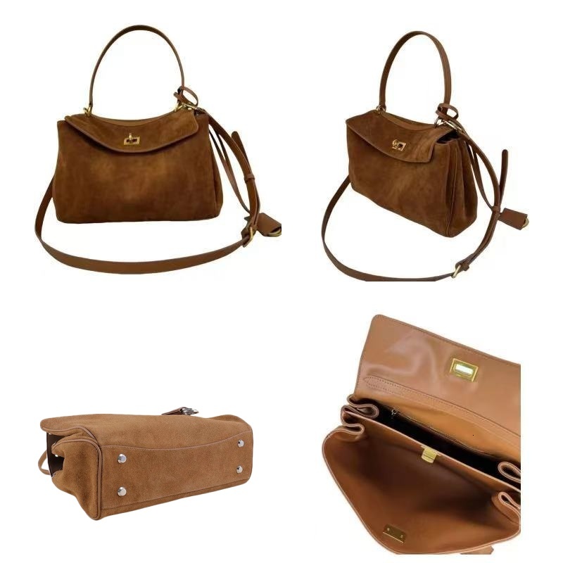 New Autumn And Winter Genuine Suede Leather Tote Bag, Women's Handbag Casual Shoulder Crossbody Bag Check