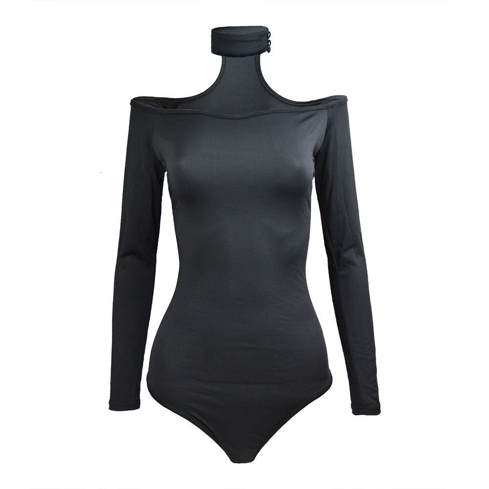 Sexy Hanging Neck Off Shoulder Long Sleeved Fun Slim Fit Bottom Spicy Girl Jumpsuit F41819