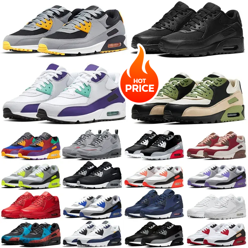 New style Classic 90 Mens Running Shoes OG Triple White Black UNC Wolf Grey Polka Dot Infrared Supernova Total Orange Lahar Escape Hyper Grape Royal 90s Women Sneakers