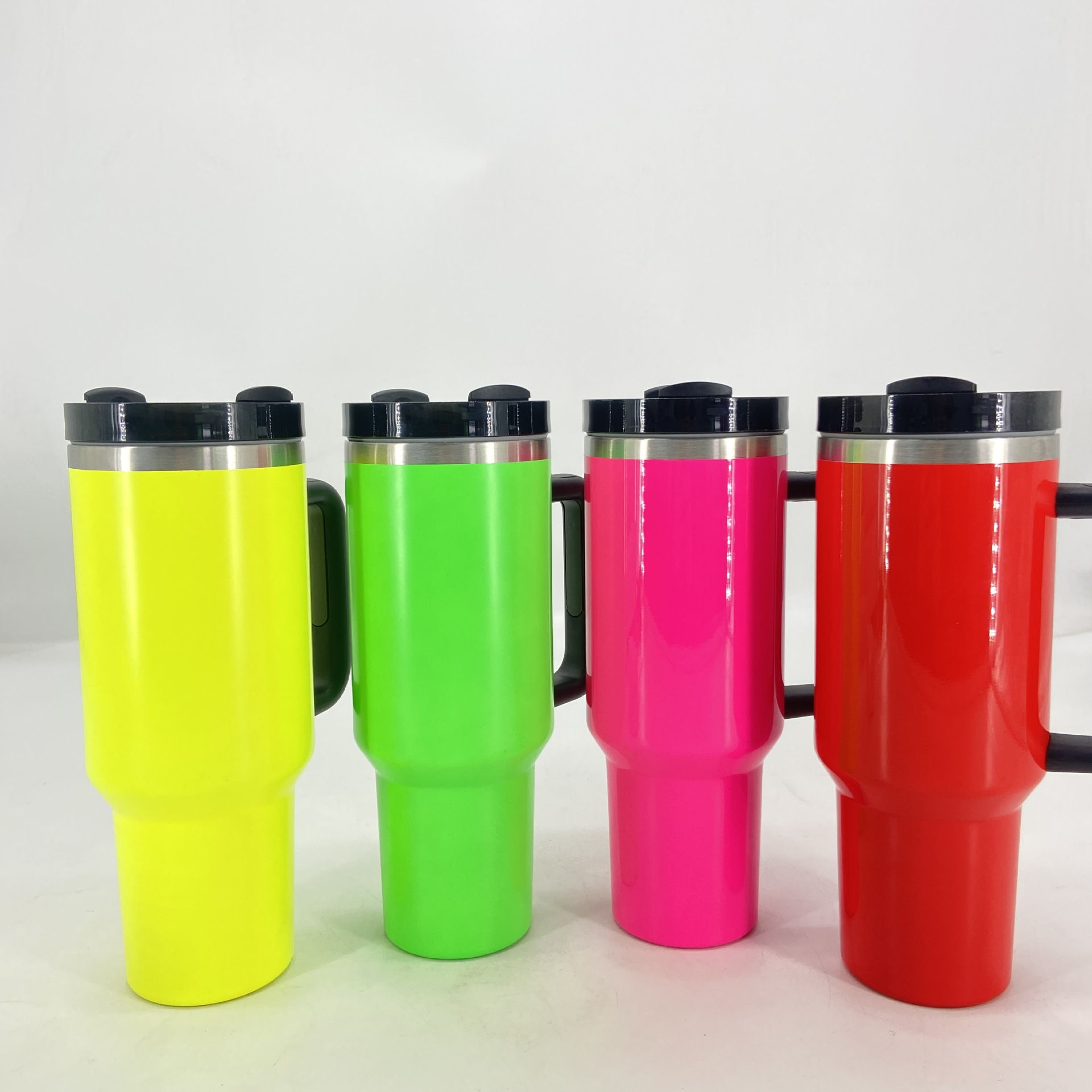 40oz Reusable Tumbler Fluorescent Paint Tumblers with Handle and Straw Stainless Steel Insulated Travel Mug Tumbler WLL2271