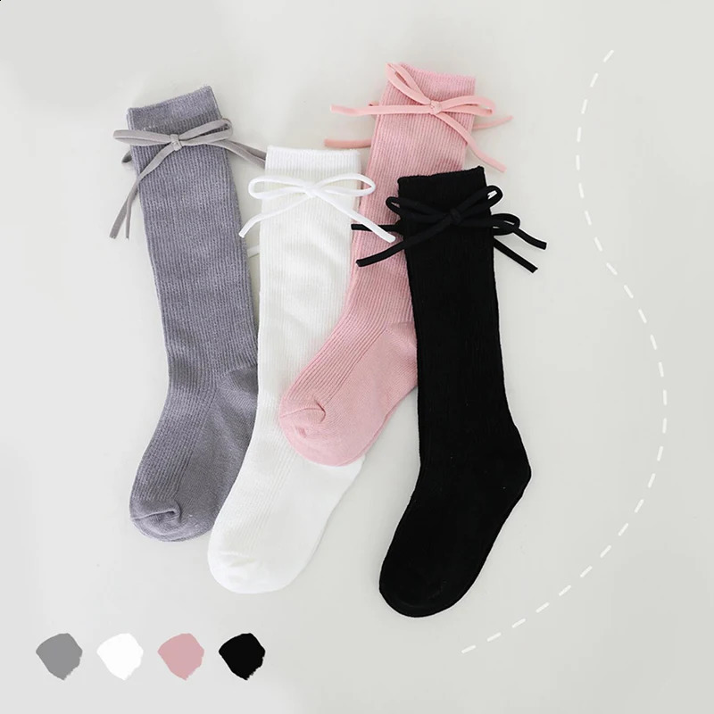 Baby girl clothing Christmas cotton ribbed childrens knee high socks bow n childrens socks 0-10 years 241118