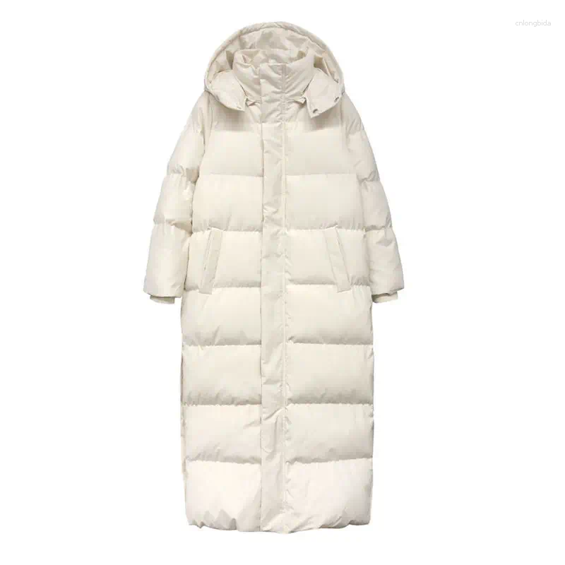 Women's Down Long Winter Jacket Parka Maxi X-Long Women Coat Casual Loose Overcoat Female Clothing Outerwear Cotton Hood Fluff