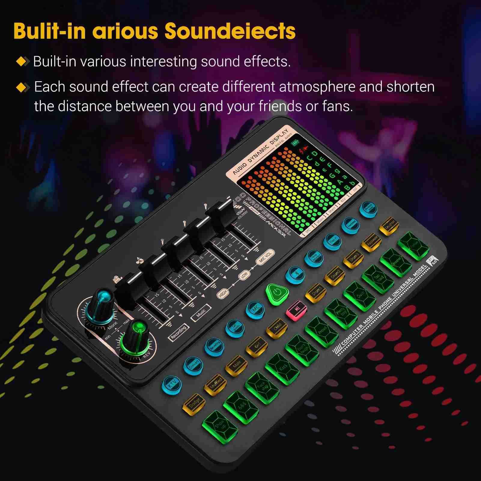 Sound Cards SK500 portable sound card speech converter device audio mixer kit microphone stand for computer live streaming online sound mixer L240910