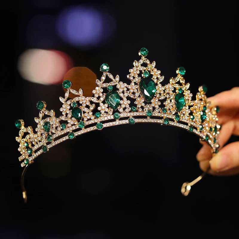 Itacazzo Bridal Headwear Green Ladies Fashion Wedding Princess Rhinestone Classic Tiaras Girls Romantic Birthday Crown W241118