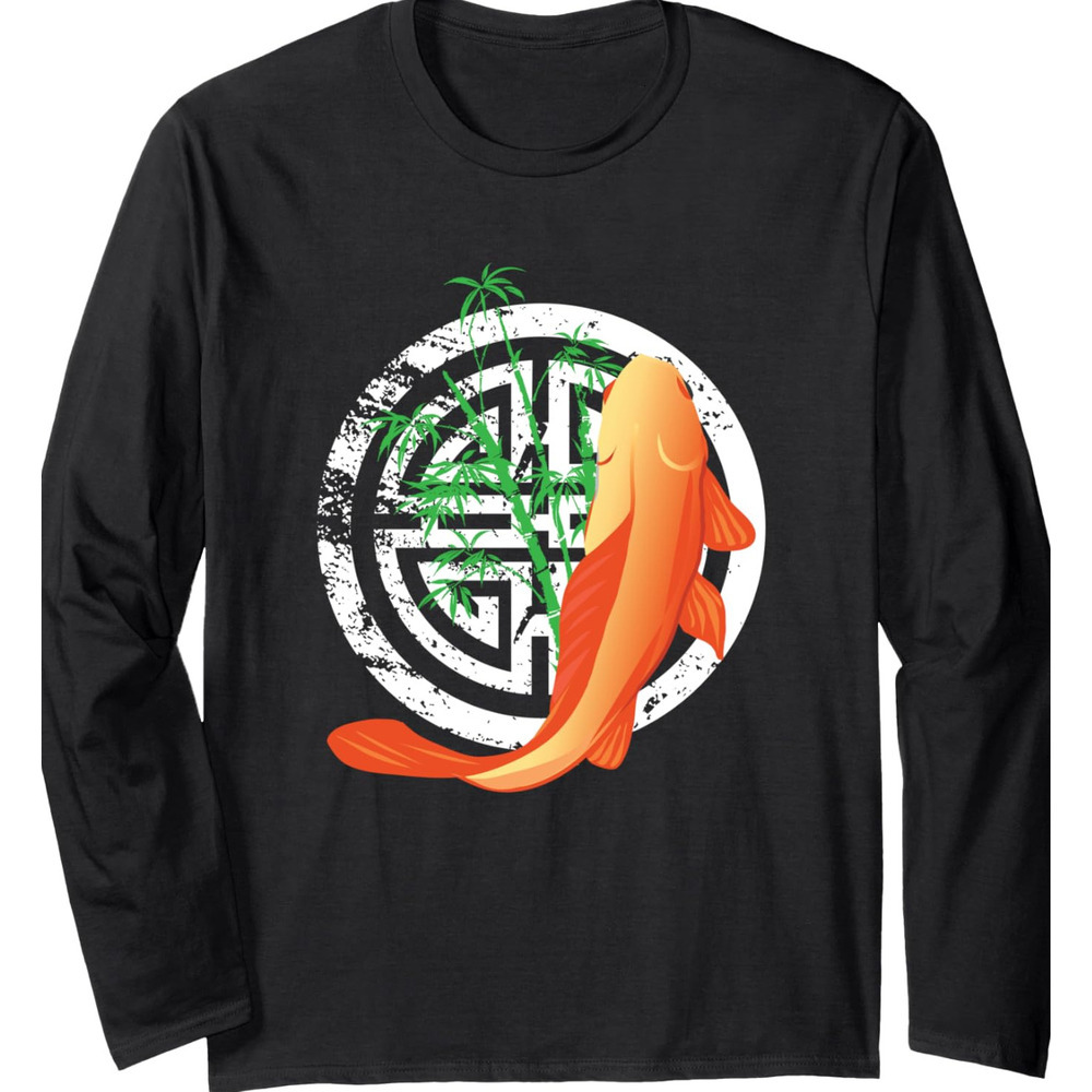 Long Sleeve Shirts for Men sweatshirt Orange Koi Fish Graphic Design Gift, Yoga Meditation Long Sleeve Tee Streetwear Casual tops clothes