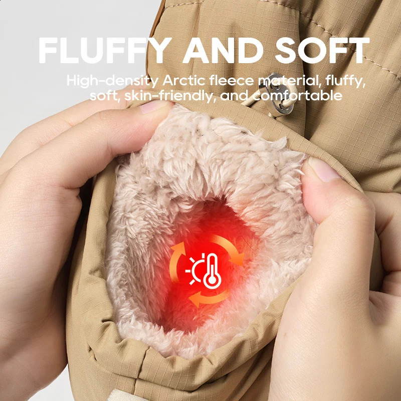 UTUNE Mens Winter Slippers Waterproof Windproof Super Warm Boots NonSlip Cotton Shoes for Outdoor Home with Drawstring n 241118