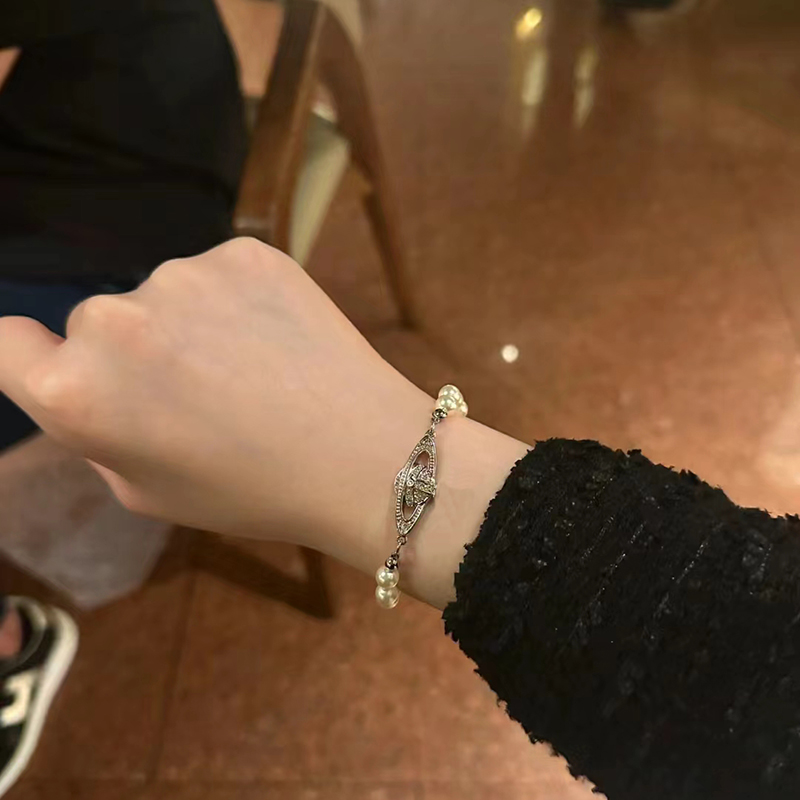 Saturn bracelet pearl beaded strand diamond tennis planet bracelets woman gold designer jewelry vivi fashion accessories