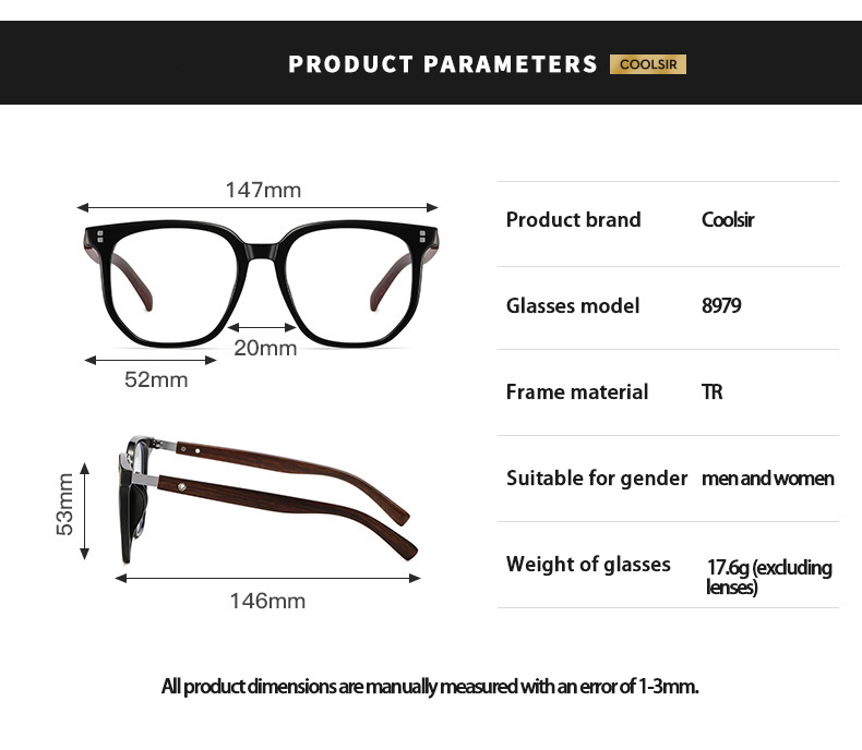 The new fashion trend of anti-blue light glasses myopia glasses frame 8979 large frame vegan glasses TR90 glasses frame