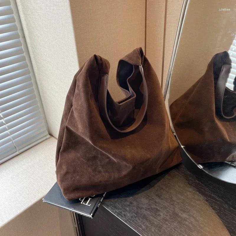 Free Shipping Totes Autumn And Winter Vintage Women's Bag Large Capacity Suede Shoulder Solid Color Simple Casual Commuter Handbag Designer Bag L