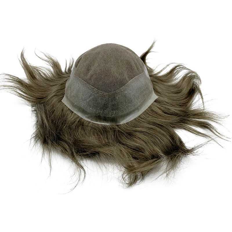 Australian mens Toupee Swiss lace PU silicone hair care mens hair replacement system W241118