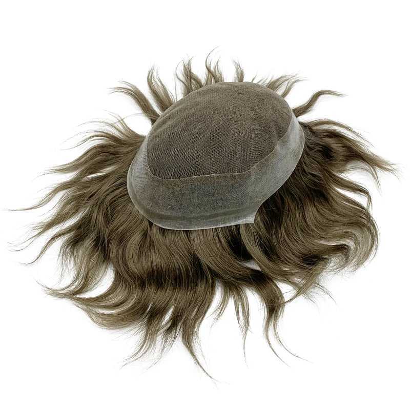 Australian mens Toupee Swiss lace PU silicone hair care mens hair replacement system W241118
