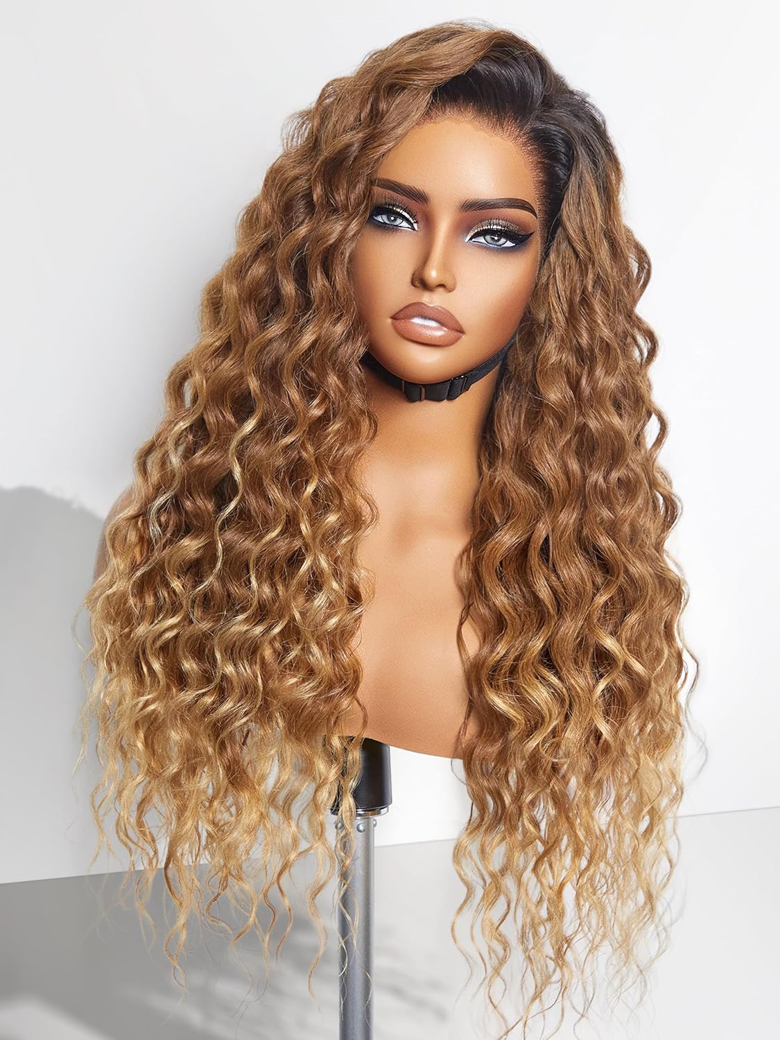 Ombre Highlight Wig Brown Honey Blonde Colored HD Whole Lace Front Human Hair Wigs deep water wave Full 360 Frontal Wiges Remy