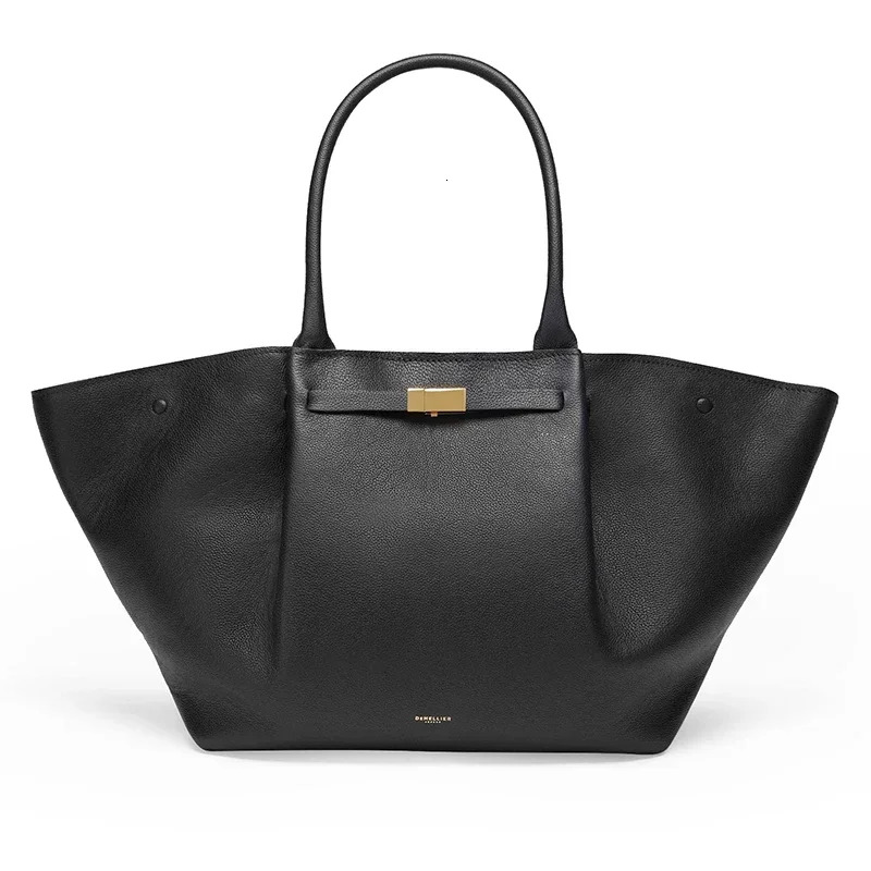 Niche Brand Design Ladies Shoulder Pure Color High-End Leather Large Capacity Shopping Bag Fashion Women's Handbag Genuine Leather
