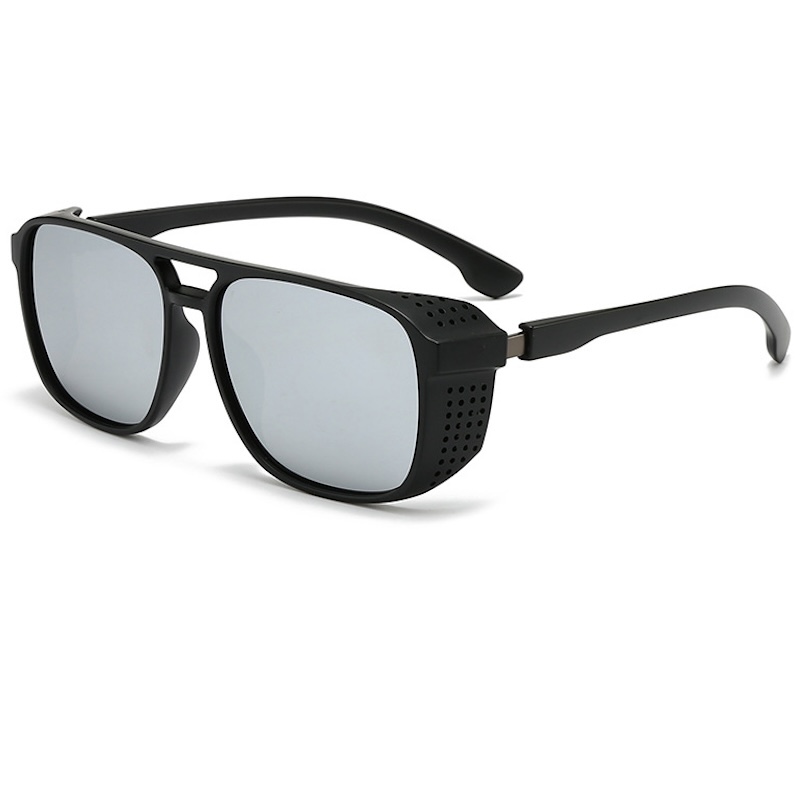 Steampunk Polarized Sunglasses Punk Men Luxury Fashion a Pilot with Cool Gothic Sun Glasses Vintage Driving Fishing Mirrored Sports with Side Shields 