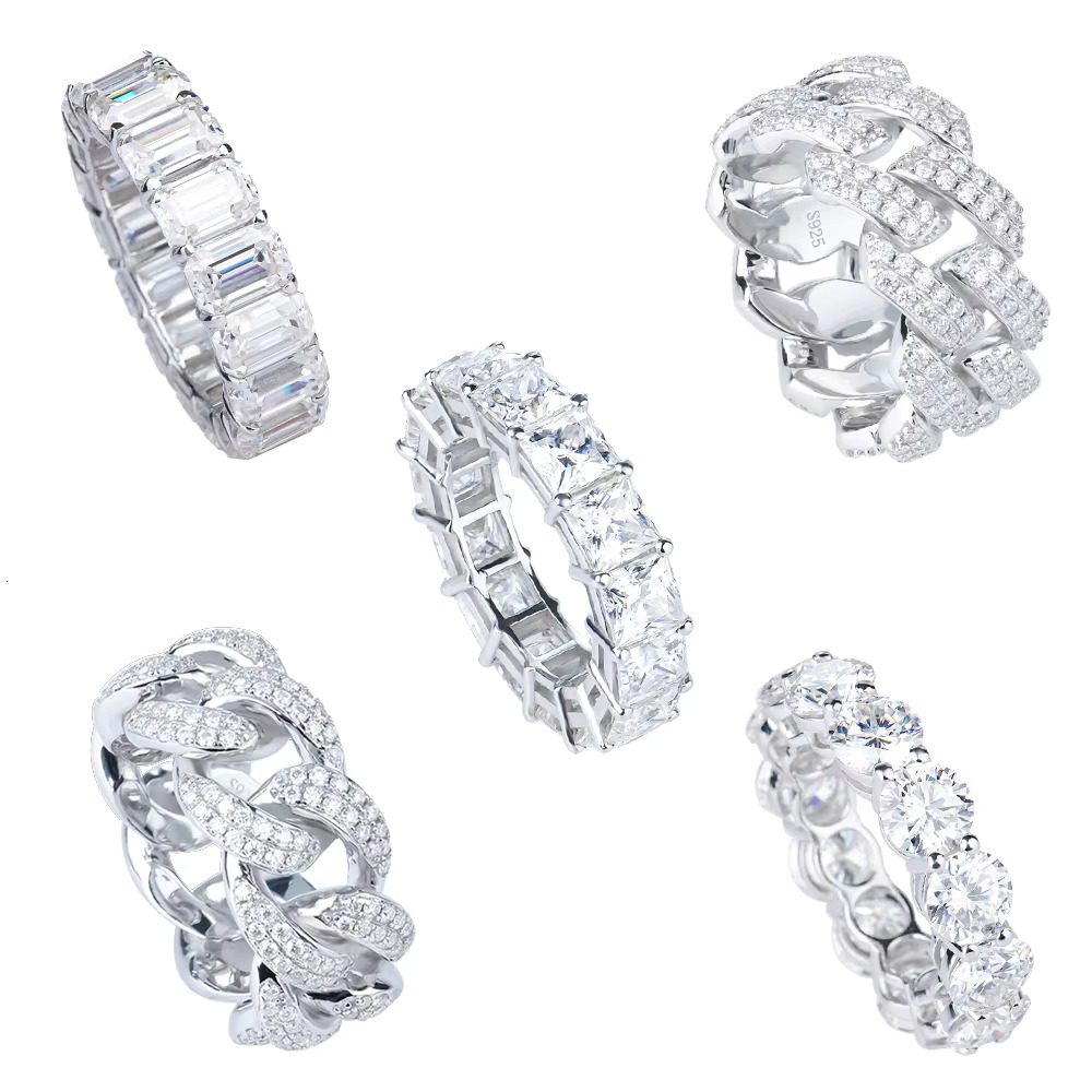 Xingyue Wholesale Custom Design Hip Hop Iced Out Real Silver 925 Sterling Mens Fine Jewelry Moissanite Diamond Rings for Men