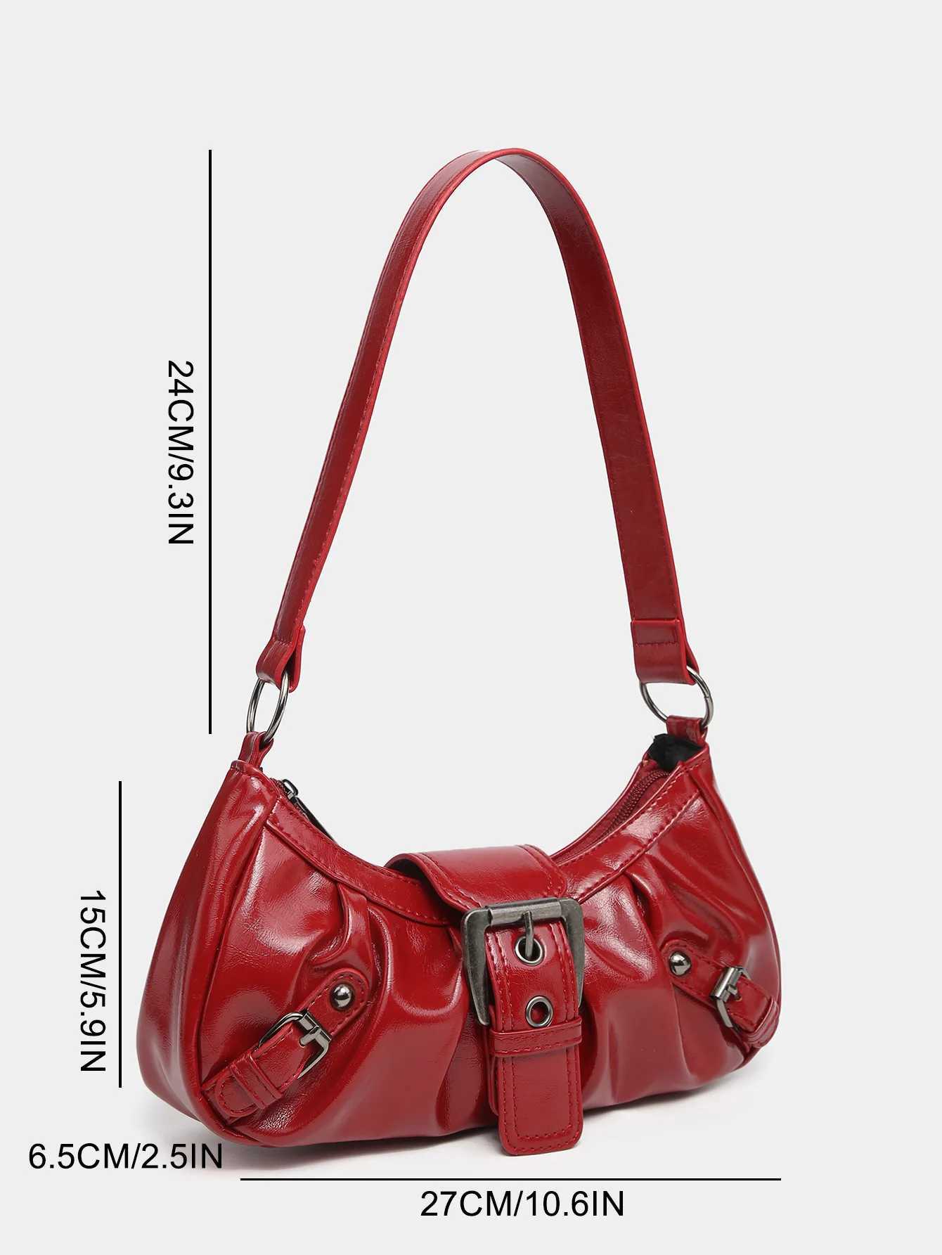 Wens Y2K Bag Pleated Hobo Red Shoder Bag for Wen PU Leather Cluh Handbag Purse for Girls Chic Luxury Designer Handbags Z250514
