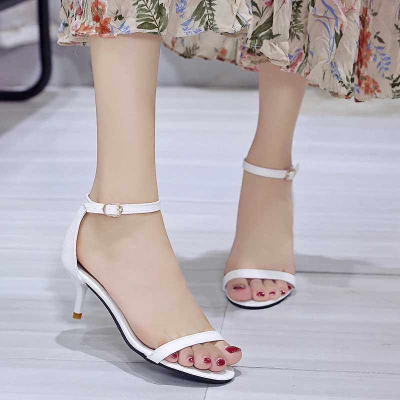 Summer Open Toe Solid Color Simple Elegant Fi Sandals for Women New Sexy Pin Buckle Cfortable Banquet Party High H Y250306