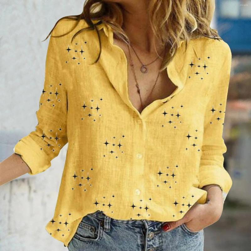 Womens Blouses Womens Linen Shirts Casual Long Sleeve V Neck Button Down Office Work Loose Breathable Blouse Gathering Leisure Versatile