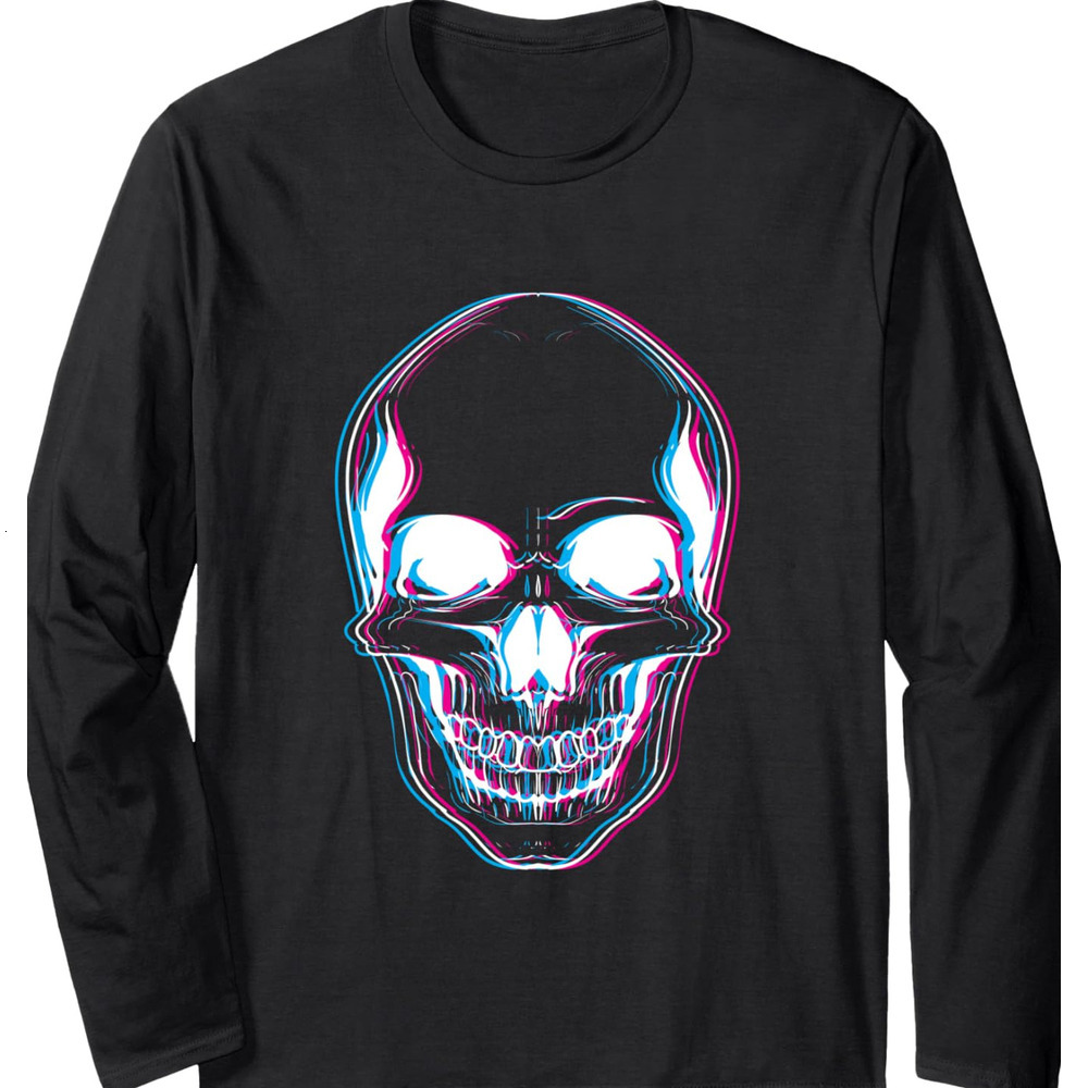 Long Sleeve Shirts for Men sweatshirt Sketched Monocromatic Skull Rockin Birthday Long SleeveTee Streetwear Casual tops clothes