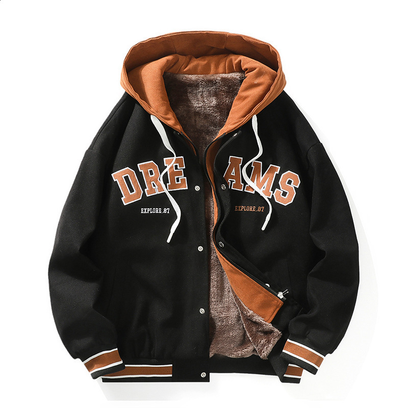 Men's Jackets Leather Jacket High Quality Cashmere Patchwork Coat Pocket Unisex Stripe Baseball Uniform 230531