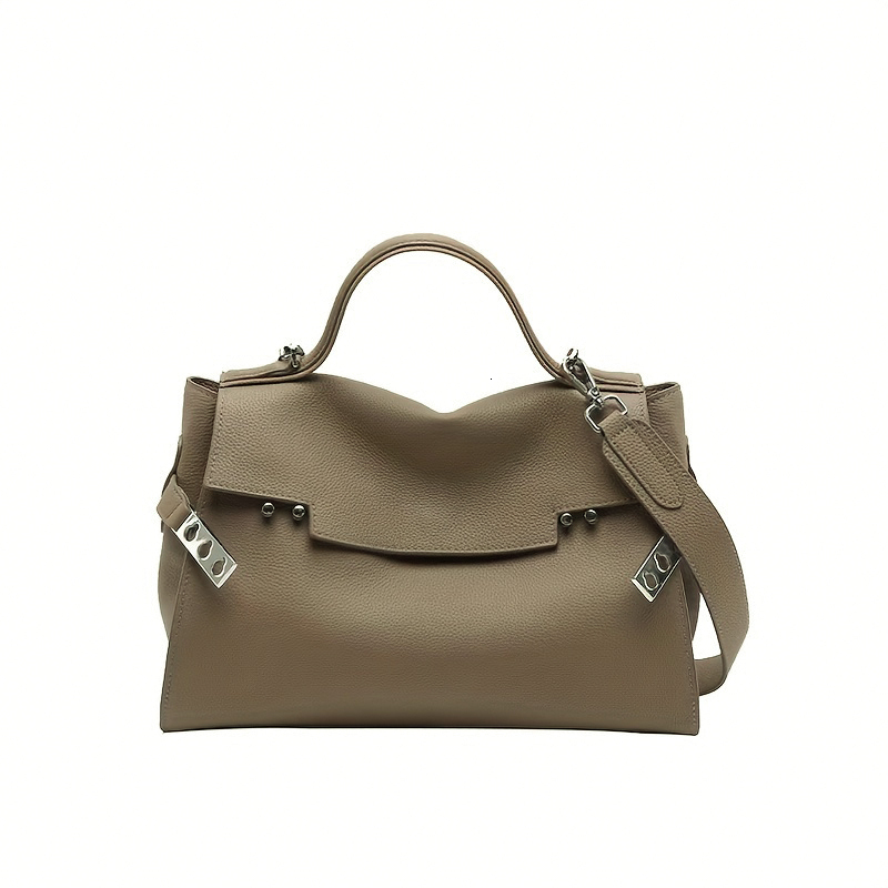 Ladies Cowhide Leather Handbag Large Capacity Casual Shopping Shoulder Crossbody Bag Retro Genuine Leather BagVoyage