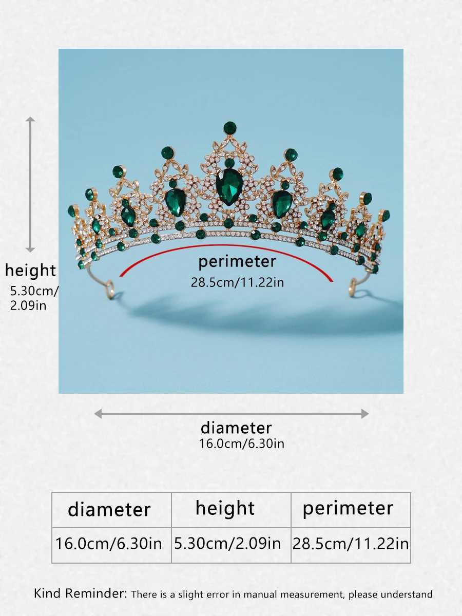 Itacazzo Bridal Headwear Green Ladies Fashion Wedding Princess Rhinestone Classic Tiaras Girls Romantic Birthday Crown W241118