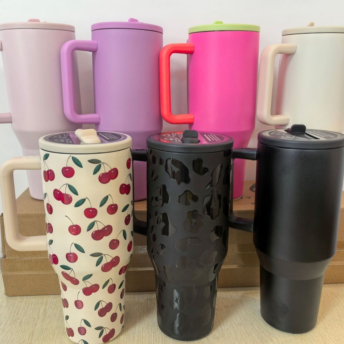 32oz car cup stainless steel Traveler American style insulated ice cream cup portable straw handle cup water cup 241025