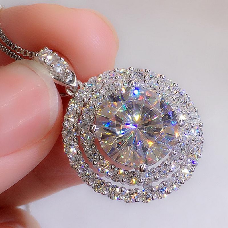 Designer Jewellery High Quality Delicate Moissanite Solitaire Necklace Bridal Wedding Romantic Gift Textured Elegant Accessory
